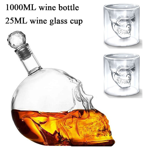 Skull Shaped Alcohol Container & Glass Set