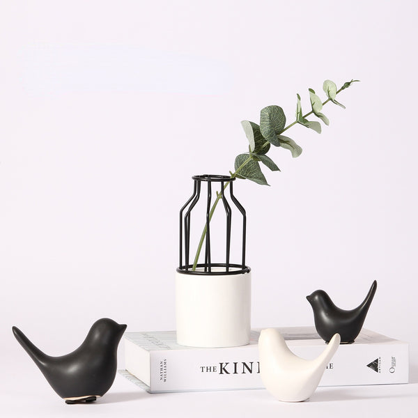 Black and White Bird Figurines