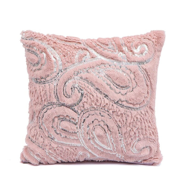 Luxurious Sequin/Fur Cushion Cover