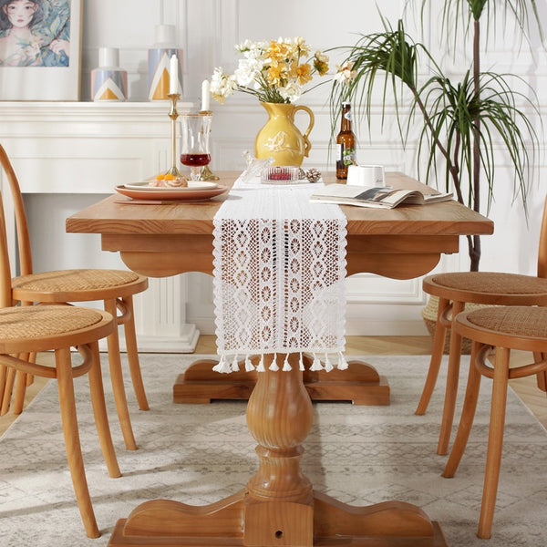 Crochet Lace Table Runner with Tassel