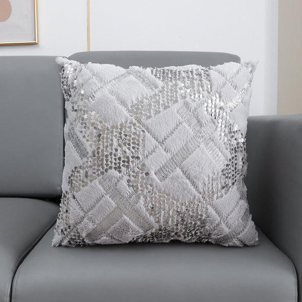 Luxurious Sequin/Fur Cushion Cover