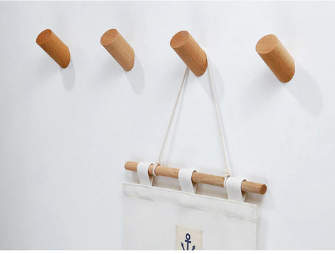 Stylish Natural Wood Wall Mounted Hooks