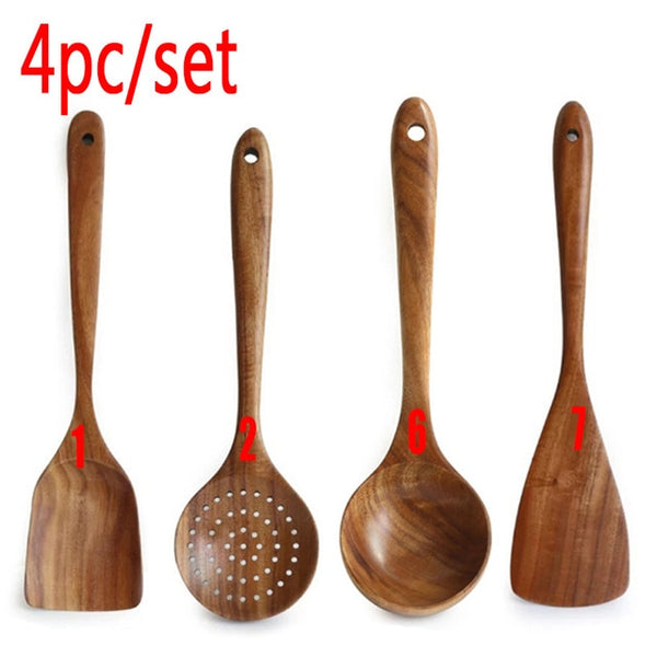 7pcs/set Teak Wood Tableware