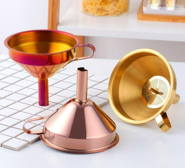 Stylish Stainless Steel Funnel with Strainer