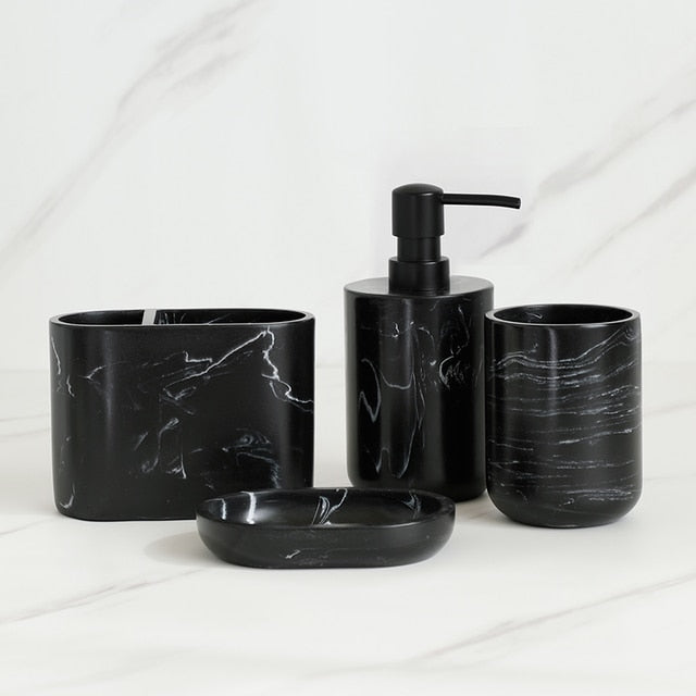 Marble Look Bathroom Accessory Set