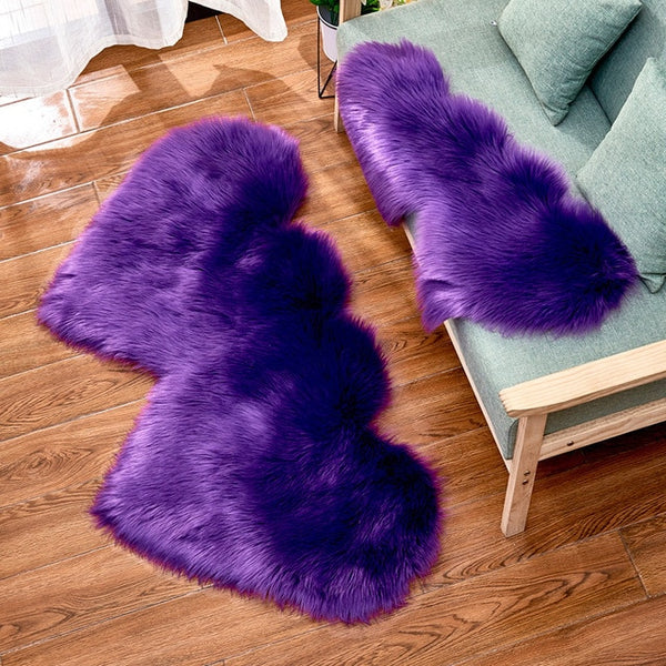 Fluffy Double Heart Rug