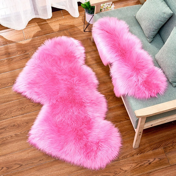 Fluffy Double Heart Rug