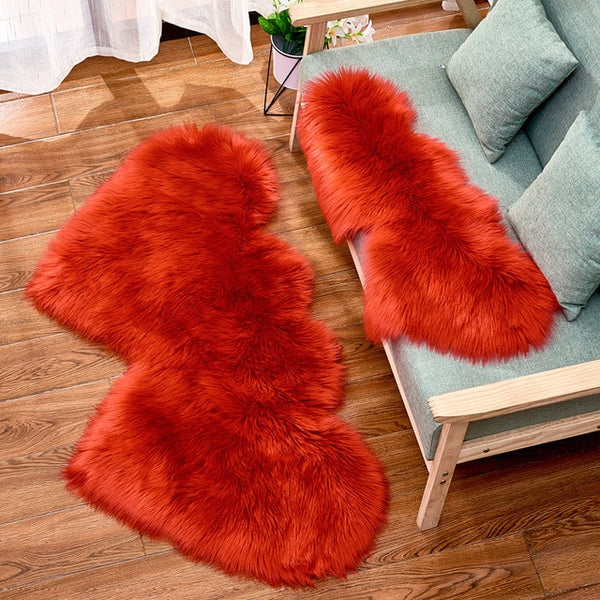 Fluffy Double Heart Rug