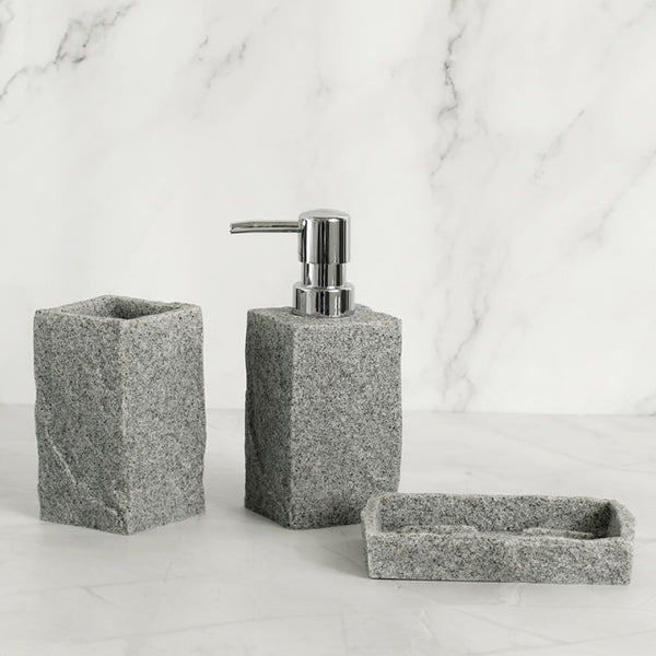 Stone Look Bathroom Accessory Set