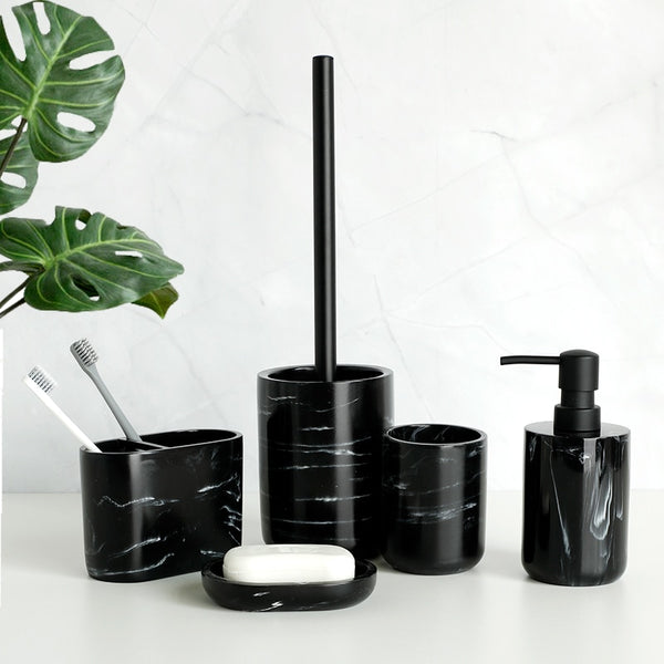 Marble Look Bathroom Accessory Set