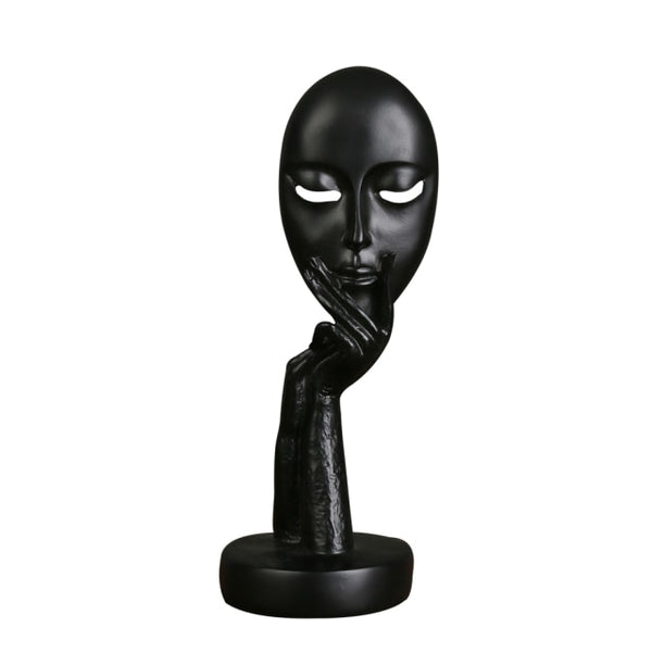 Abstract Sculpture of Woman Holding Face Mask