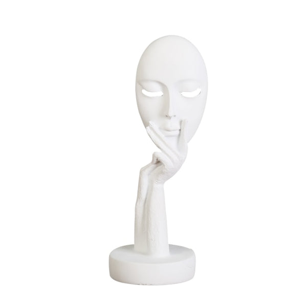 Abstract Sculpture of Woman Holding Face Mask