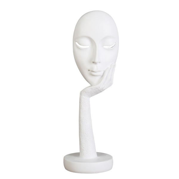 Abstract Sculpture of Woman Holding Face Mask