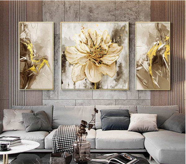 3 Canvas Panels of Abstract Floral Prints