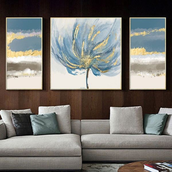 3 Canvas Panels of Abstract Floral Prints