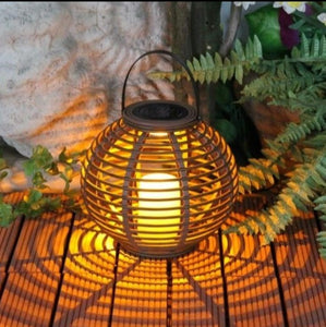 Waterproof LED Solar Powered Candle Lantern With Flickering Amber